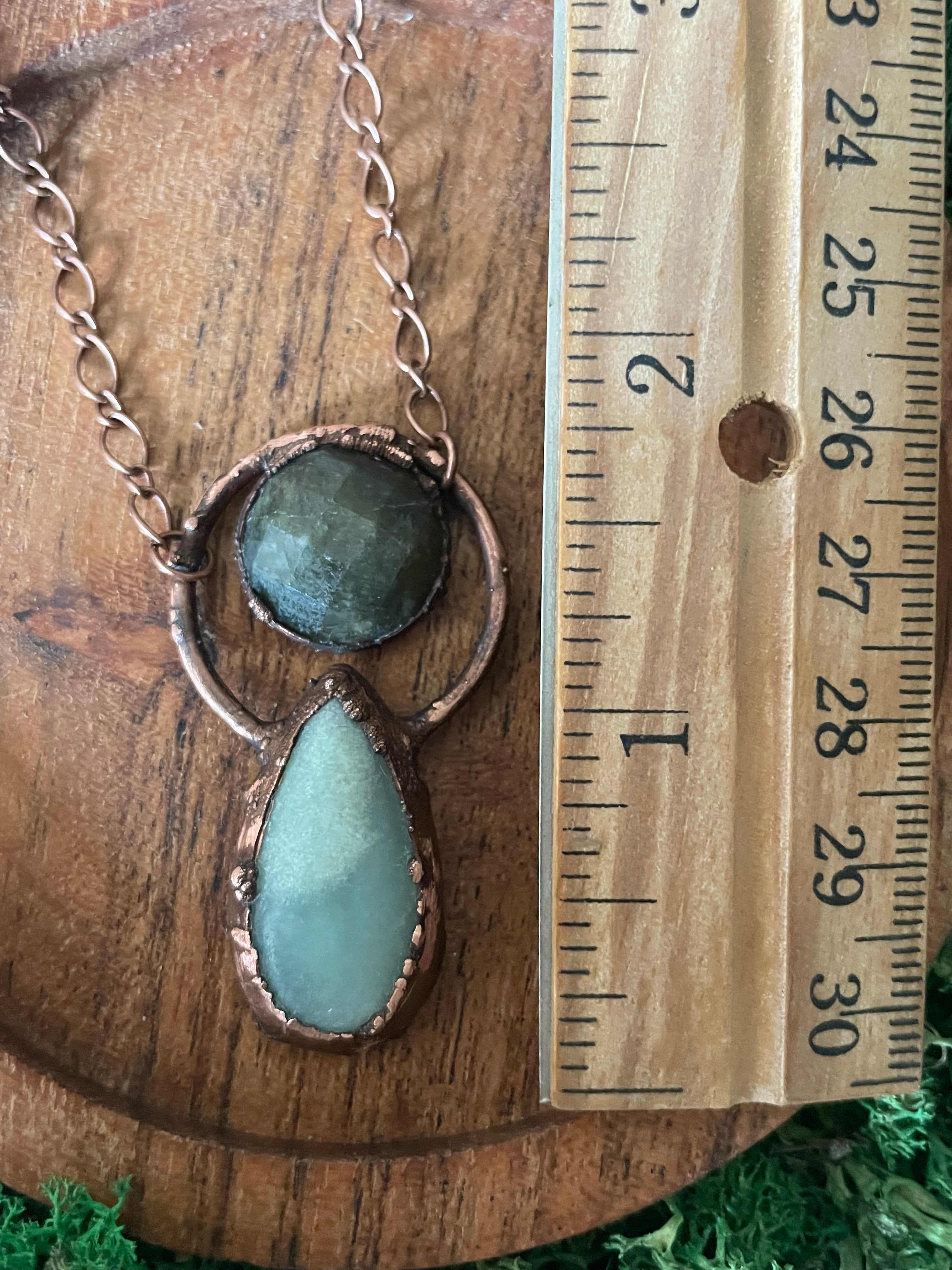 Labradorite electroformed copper good pendant