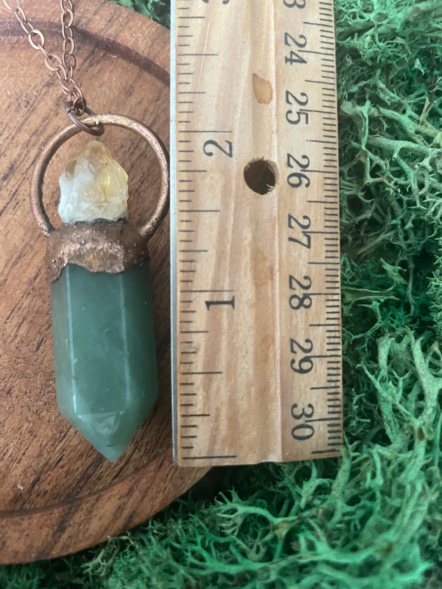 Electroformed Copper Green Aventurine and Raw Citrine Stone Necklace